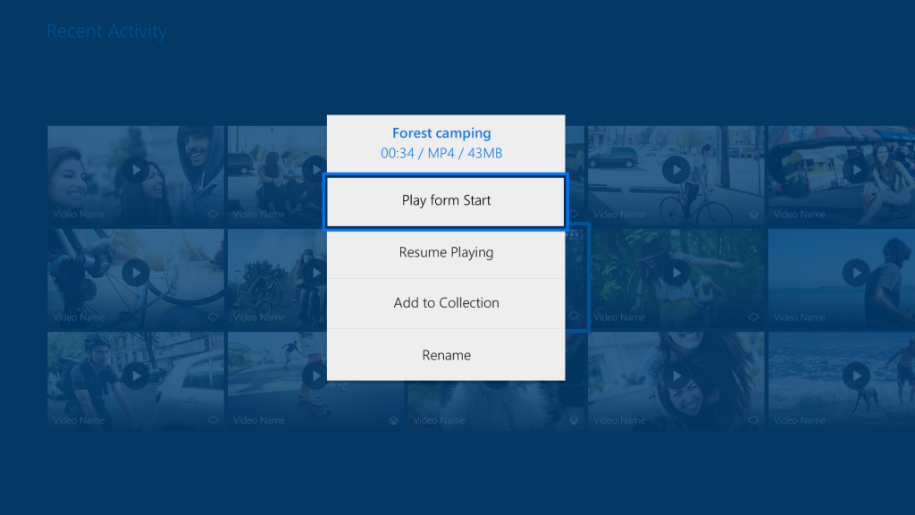 recent activity screen for realplayer cloud app on xbox one