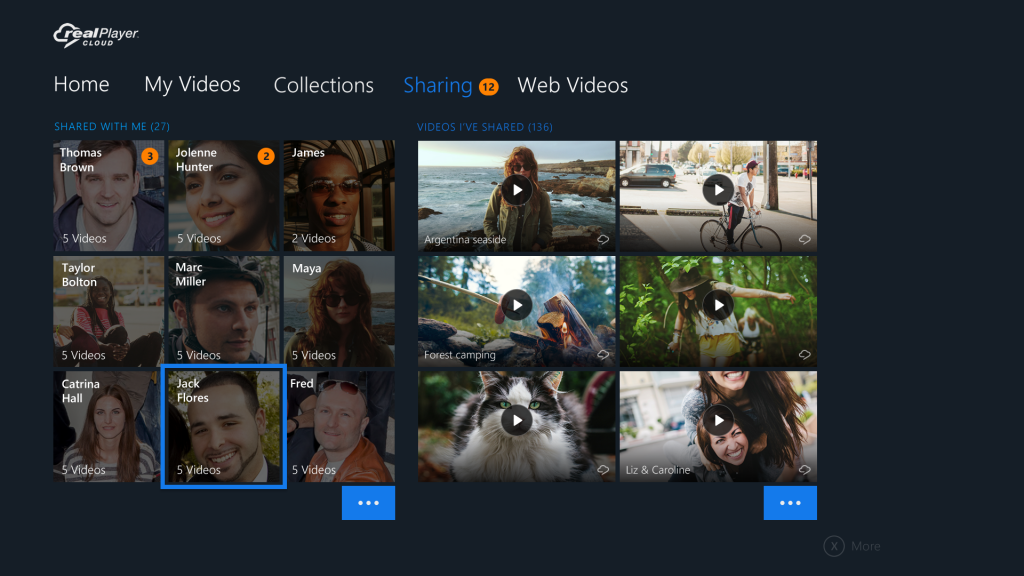 sharing screen for realplayer cloud app on xbox one