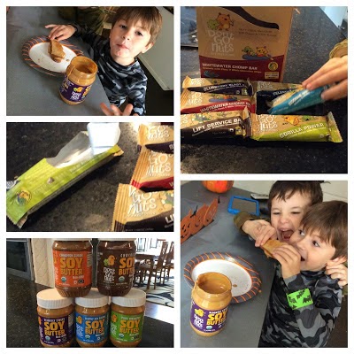 A video montage of a mom blogger's two sons eating PB&J