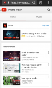 Android YouTube Mobile site