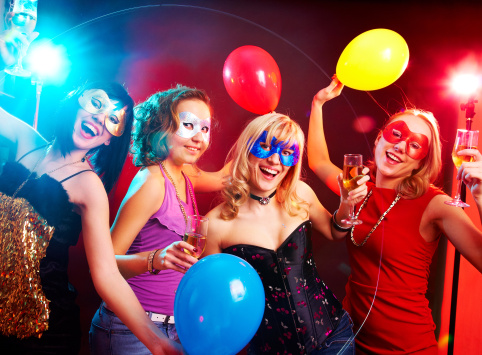 girls partying in video valentine's day masquerade